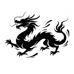 中国龙艺术剪影图案