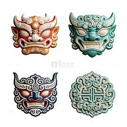 传统面具花纹图案装饰设计元素