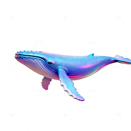 彩虹鲸鱼3D建模渲染图