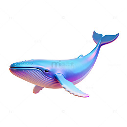 彩虹色鲸鱼卡通形象设计素材