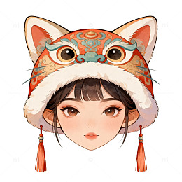 卡通风格狐狸头饰插画素材