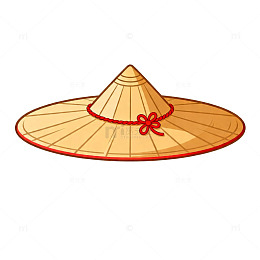 卡通传统草帽插画素材