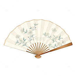 古风折扇花卉图案设计元素