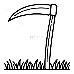 简约镰刀草地线条图
