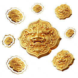 金色龙纹浮雕装饰图案设计素材