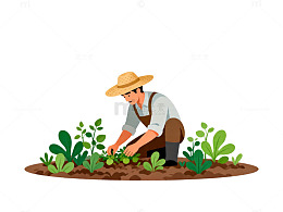 农民耕作插画素材