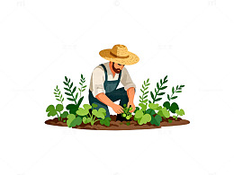 农民耕作卡通插画