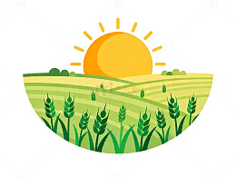 田园风光日落插画