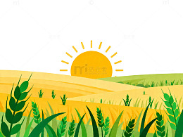 田园风光日落插画