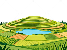 田园风光梯田插画