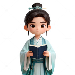 古风读书少年插画