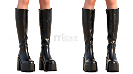 黑色高跟长靴时尚展示