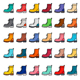 多彩靴子供图设计素材