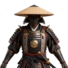 古代武士盔甲造型人偶