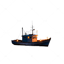 静谧渔船黄昏景象