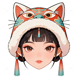 古风动漫猫耳帽插画
