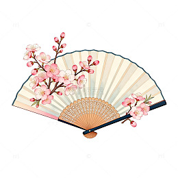 古风折扇樱花图案矢量设计素材
