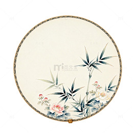 水墨风竹菊圆形装饰画