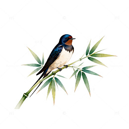 燕子竹叶插画素材