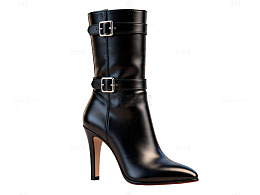 黑色高跟靴时尚插画