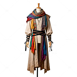 民族风格长袍装饰布料设计素材