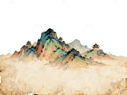 古风水墨山水画素材
