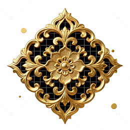金色浮雕花纹装饰图案设计元素
