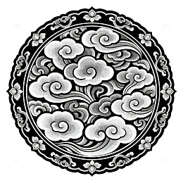 传统云纹圆形图案剪纸艺术