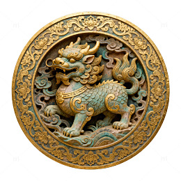 古典中国风麒麟浮雕装饰图案