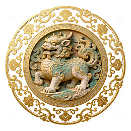 传统中国神兽浮雕装饰图案