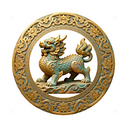 传统中式神兽浮雕装饰图案