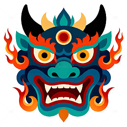 神话怪兽头像图案设计素材