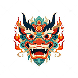 东方神兽龙头图腾装饰图案