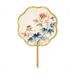 中式工笔花卉团扇