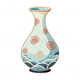 手绘陶瓷花瓶装饰图案设计素材