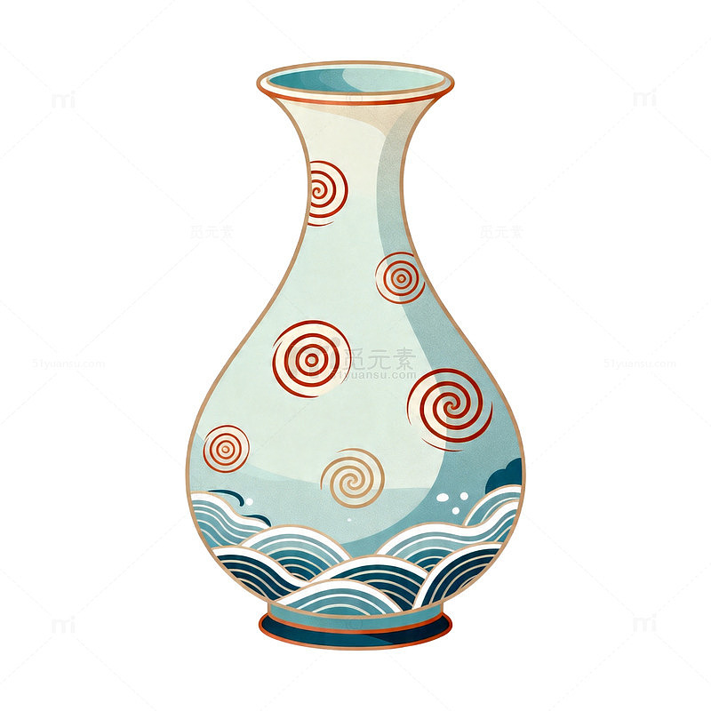 手绘陶瓷花瓶装饰图案设计素材