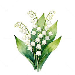 水彩花卉铃兰插画素材