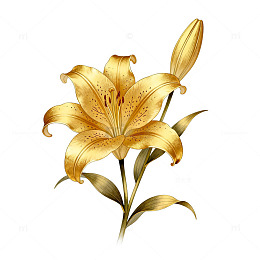 复古百合花手绘插画