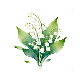 水彩花卉插画铃兰花设计素材