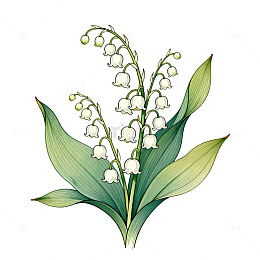 插画风格铃兰花手绘素材