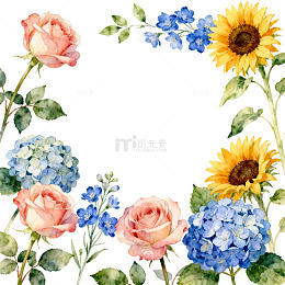 水彩花卉边框设计素材