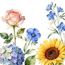 水彩花卉装饰画设计素材