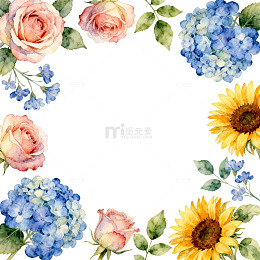 水彩花卉边框设计素材