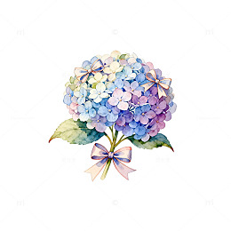 水彩绣球花插画设计素材