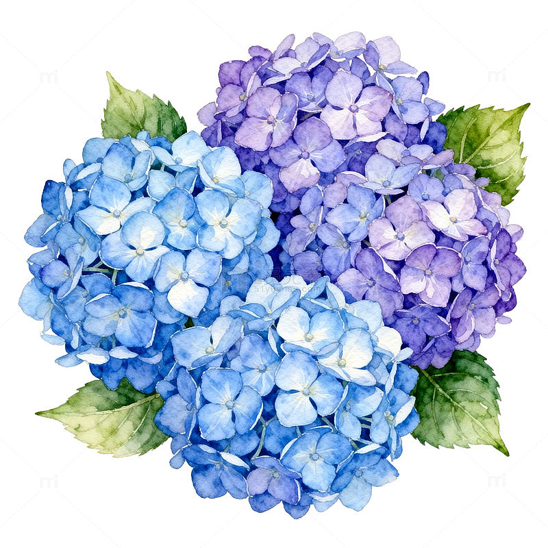 水彩绣球花插画设计元素