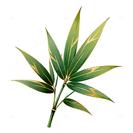 绿竹叶插画设计素材