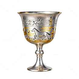 古典金银器马纹高脚杯