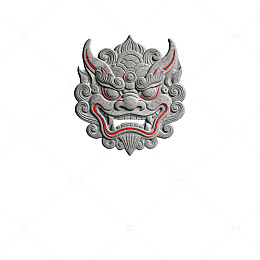 银色传统神兽浮雕装饰图案