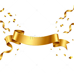 金色彩带庆祝装饰设计元素