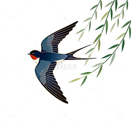 卡通燕子春天插画